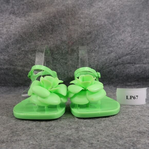 Jeffrey Campbell Shoes Womens 6 Sandal Jelly Flat Flower Thong Ankle Strap Green - Picture 3 of 15